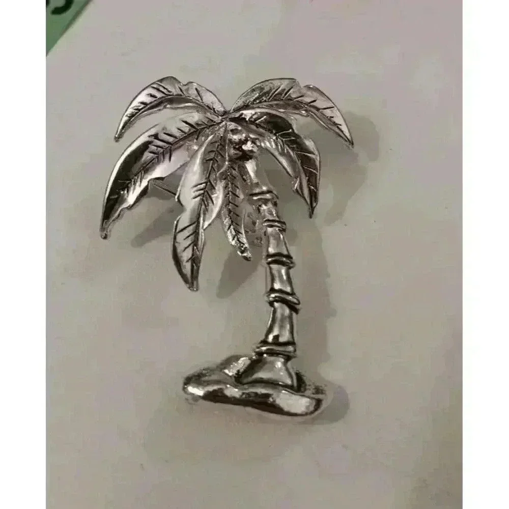 Palm Tree Pin Or Pendant Silver‎ Toned 2